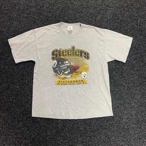 Vintage NFL Merchandise Pittsburgh Steelers Stats Grey T-Shirt Size XL